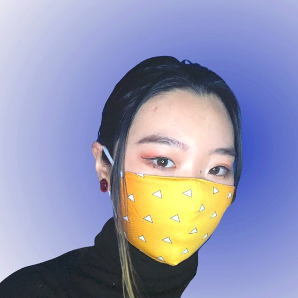 Yellow Zenitsu Reusable Facemask Triangular Design - Picture 5 of 5